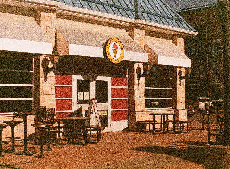 Ice cream storefront, Fuji 110 film, Minolta MKII 110 SLR camera.
