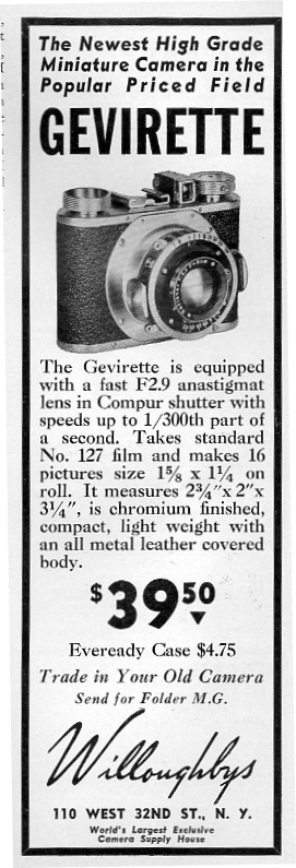 Advertisement for Gevirette 127 camera
